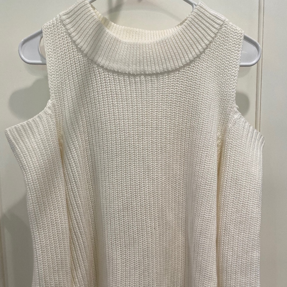 French Connection Small White Knit Cutout Sweater